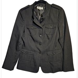 NYP Suits Black Jacket Button Pockets Vtg Size 10 modern small 6 Whimsigoth